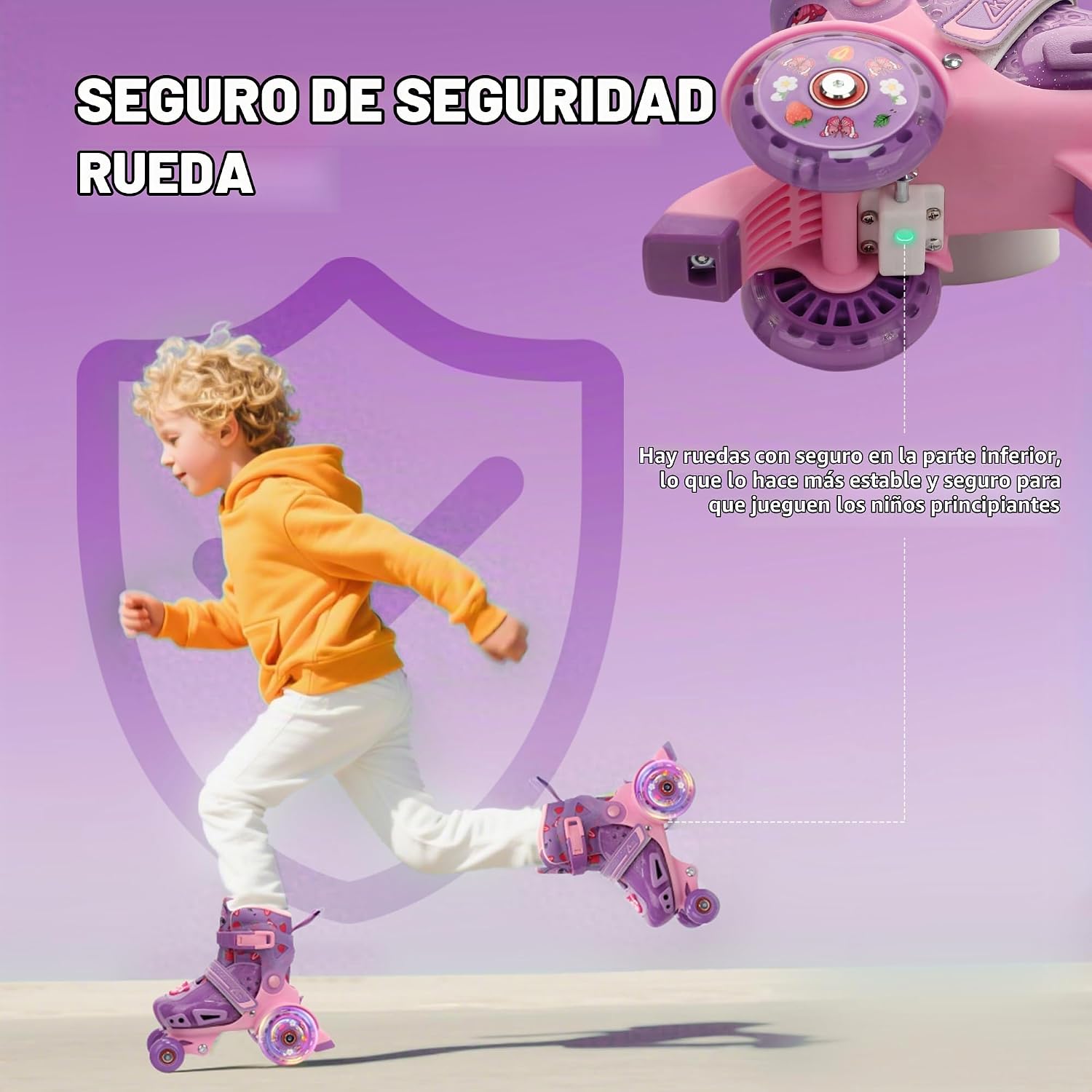 LKD Patines ajustables para niños y niñas, patines cuádruples para...