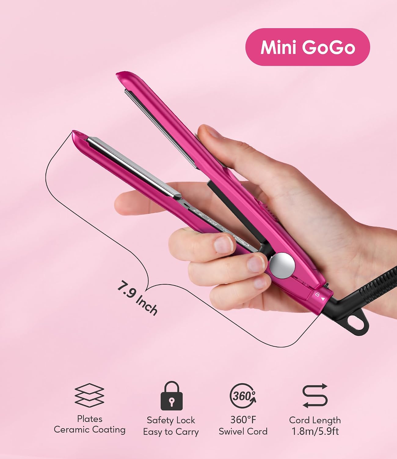 Terviiix Mini plancha plana, plancha de pelo de 1\/2 pulgada para b...