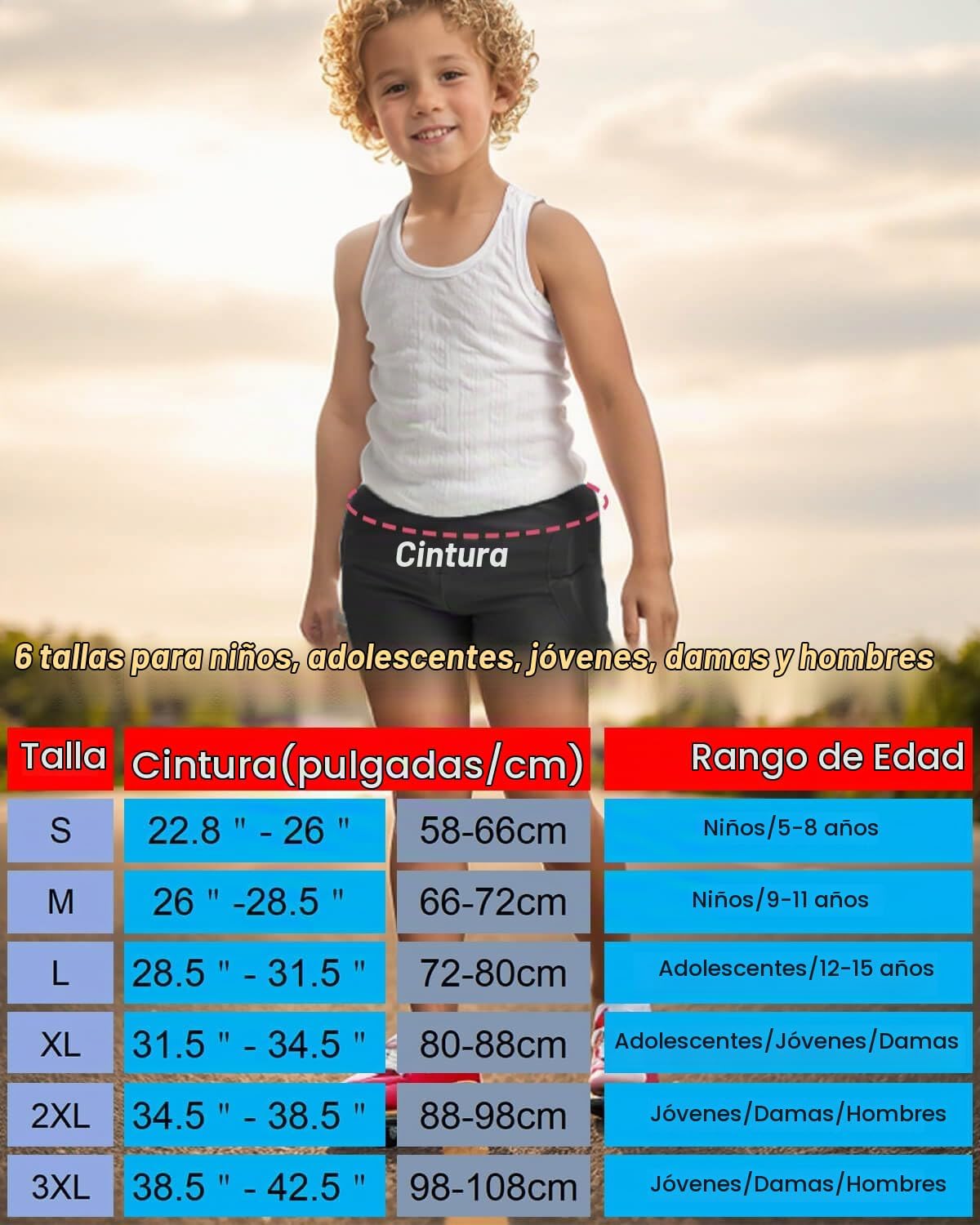 Reomoto Almohadillas de protección de cadera para niños, pantalones...