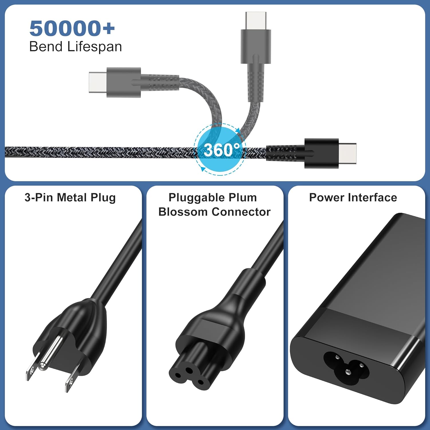 QIOUZW Adaptador de corriente de cargador USB C de 90 W y 65 W para...