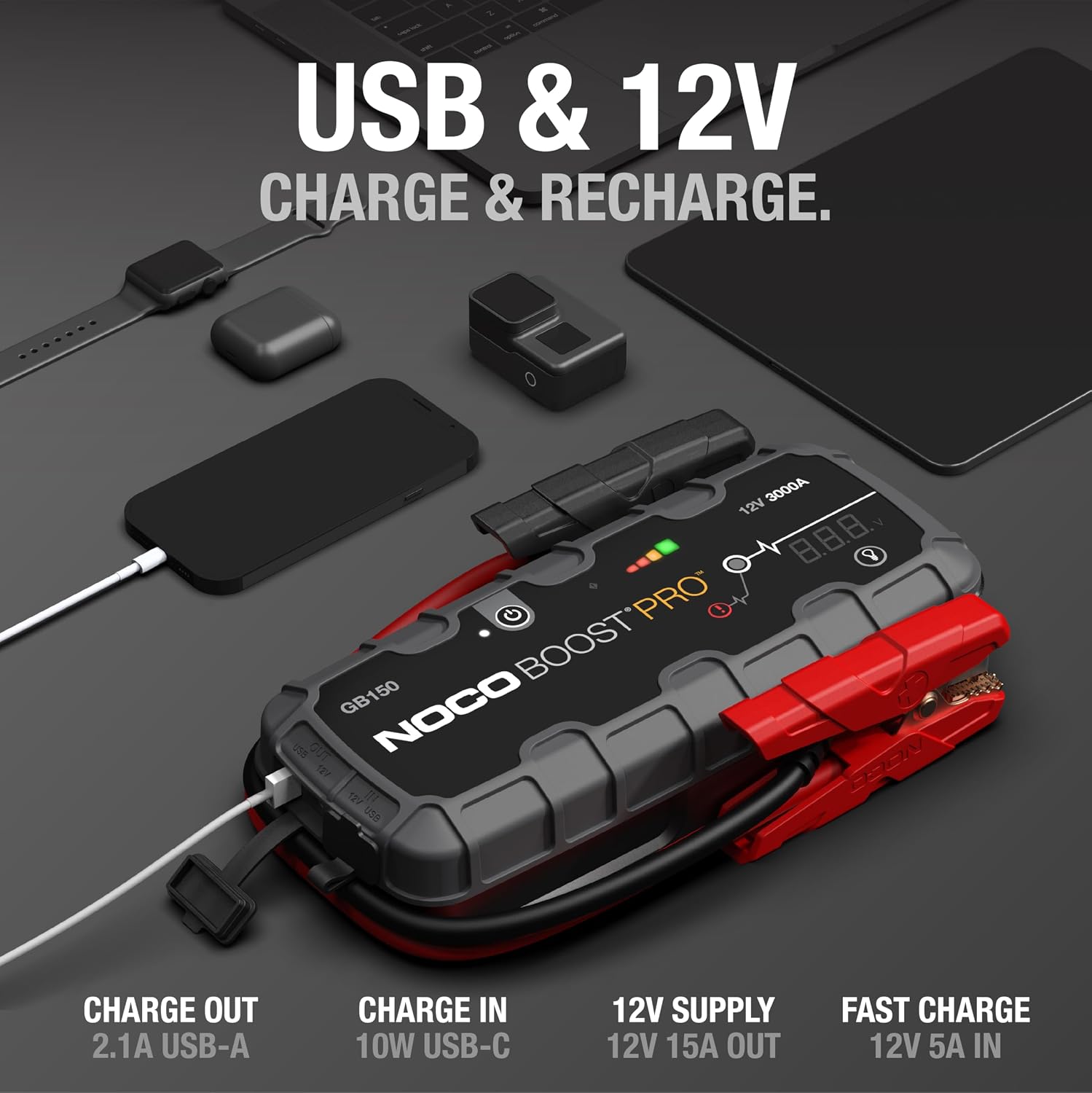 NOCO Boost Pro GB150 3000 Amp 12 voltios Arrancador portátil de lit...