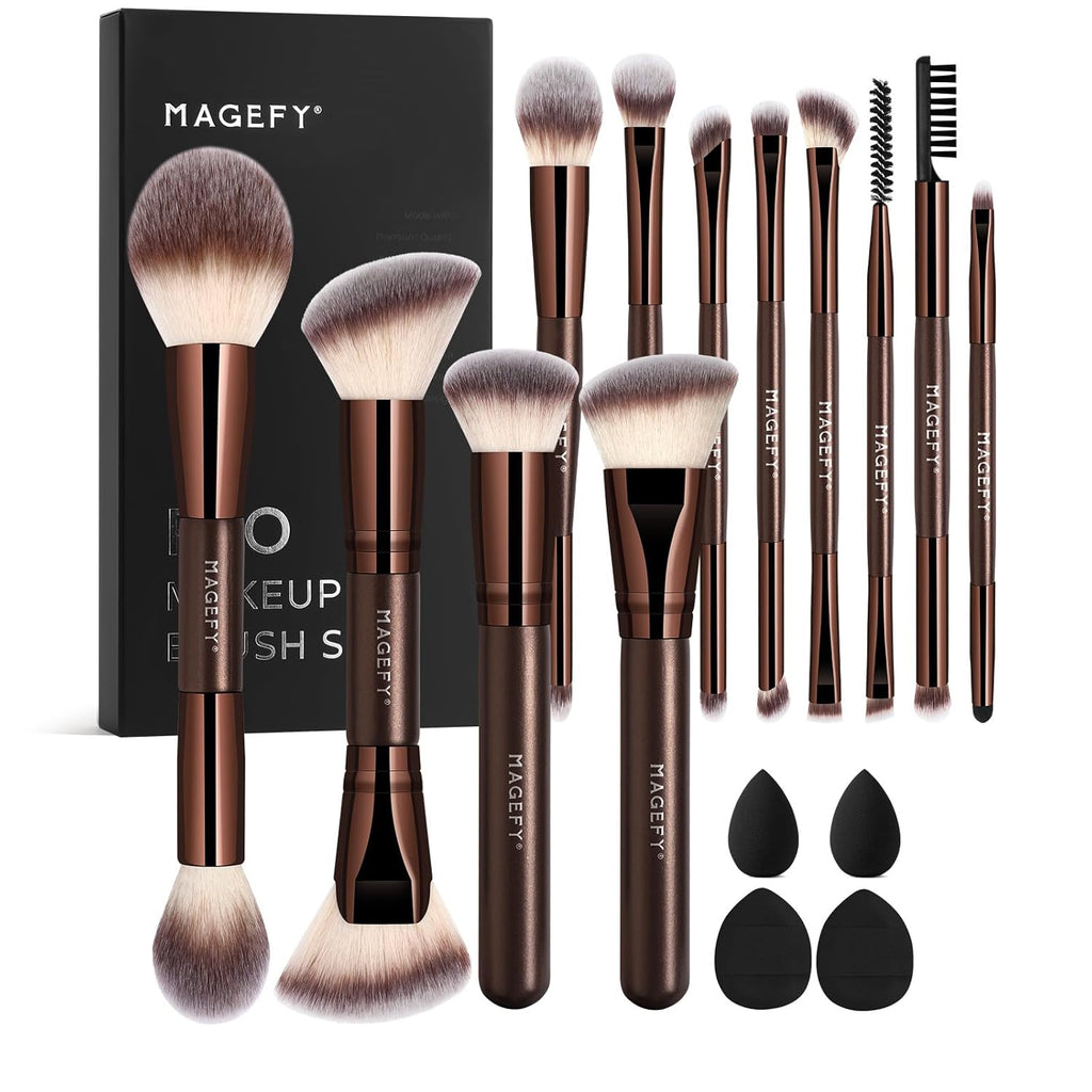 MAGEFY Juego de brochas de maquillaje profesionales 22 en 12 brocha...
