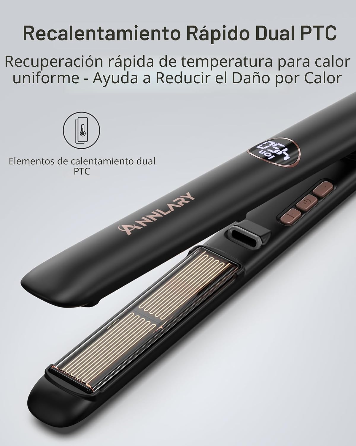 ANNLARY Alisador de Cabello Plancha de 1 Pulgada y Rizador 2 en 1,...