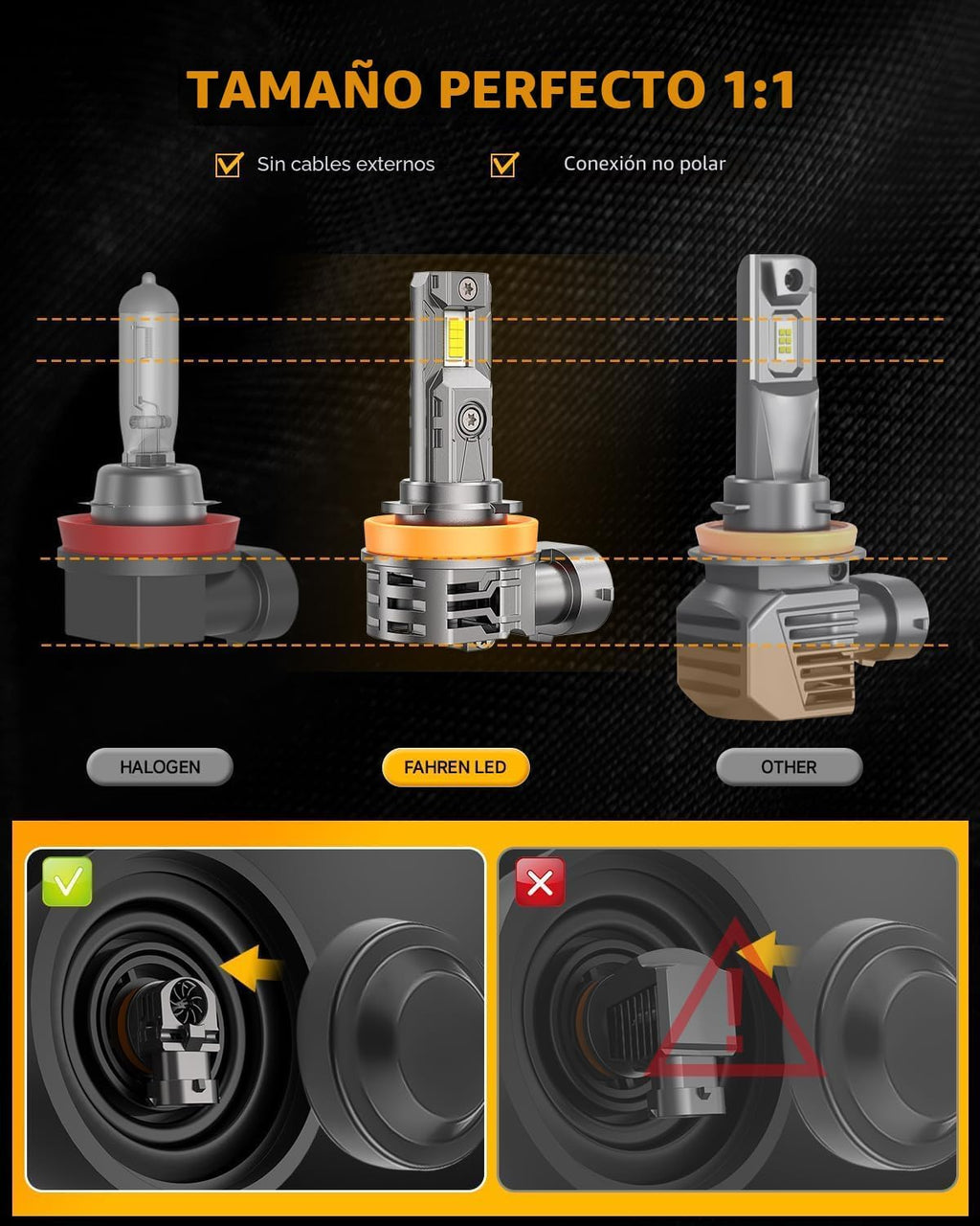 FORENNER Paquete de 4 bombillas H11\/H9\/H8 9005\/HB3 mejoradas 202...