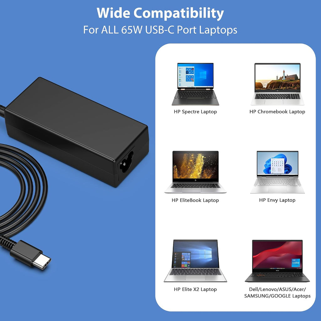 QIOUZW Cargador USB C para portátil de 65 W y 45 W, compatible con...