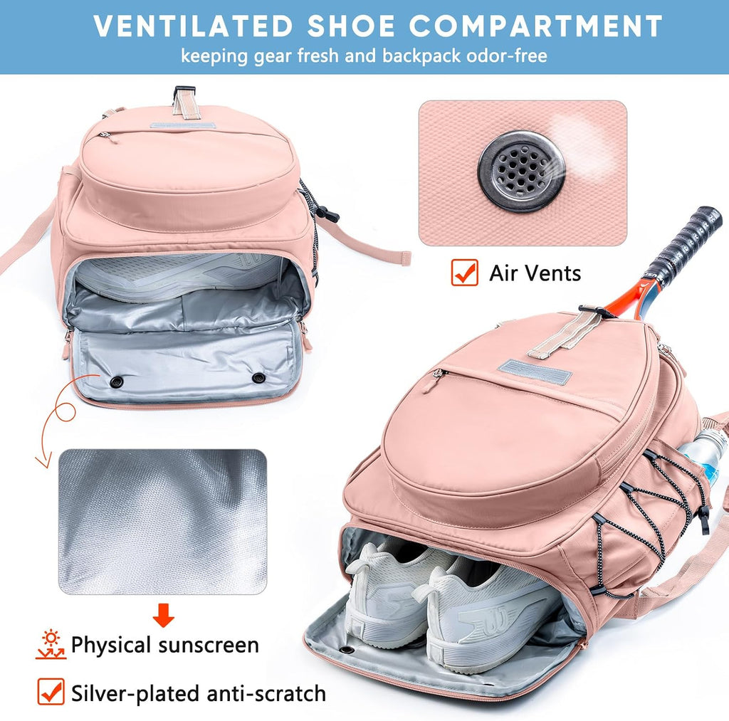 SPORJET Mochila de Tenis con Soporte para 2 Raquetas, Bolsa de Raqu...