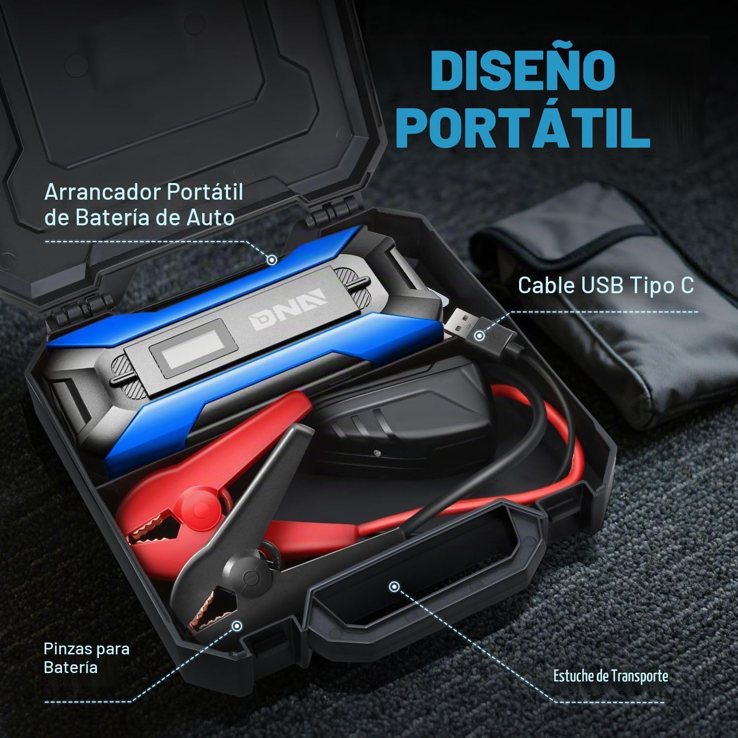 DNA MOTORING 12V 1500A 15000 mAh Arrancador de batería portátil par...