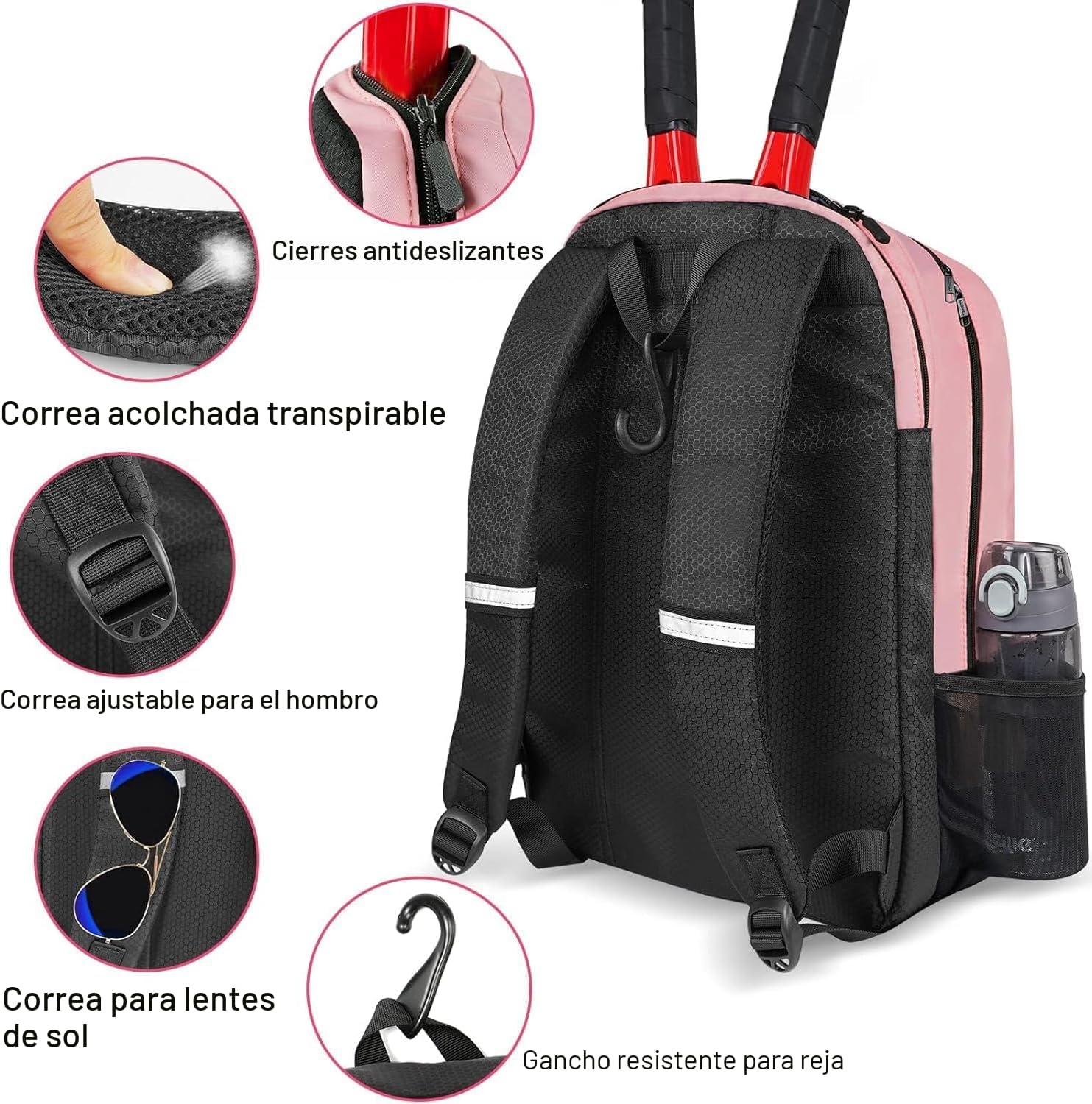 Ytonet Mochila de tenis para mujeres y hombres, 2 raquetas con bols...