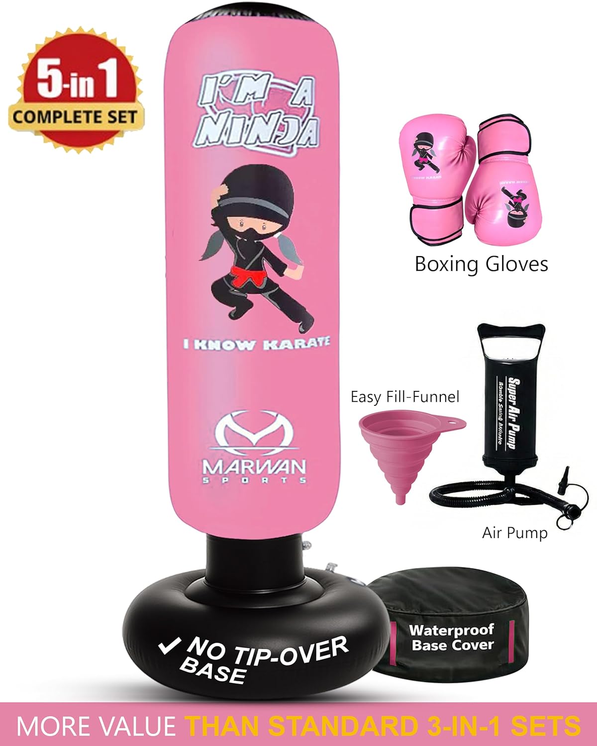 Marwan Sports Ninja - Saco de boxeo para niños, juguete sensorial i...