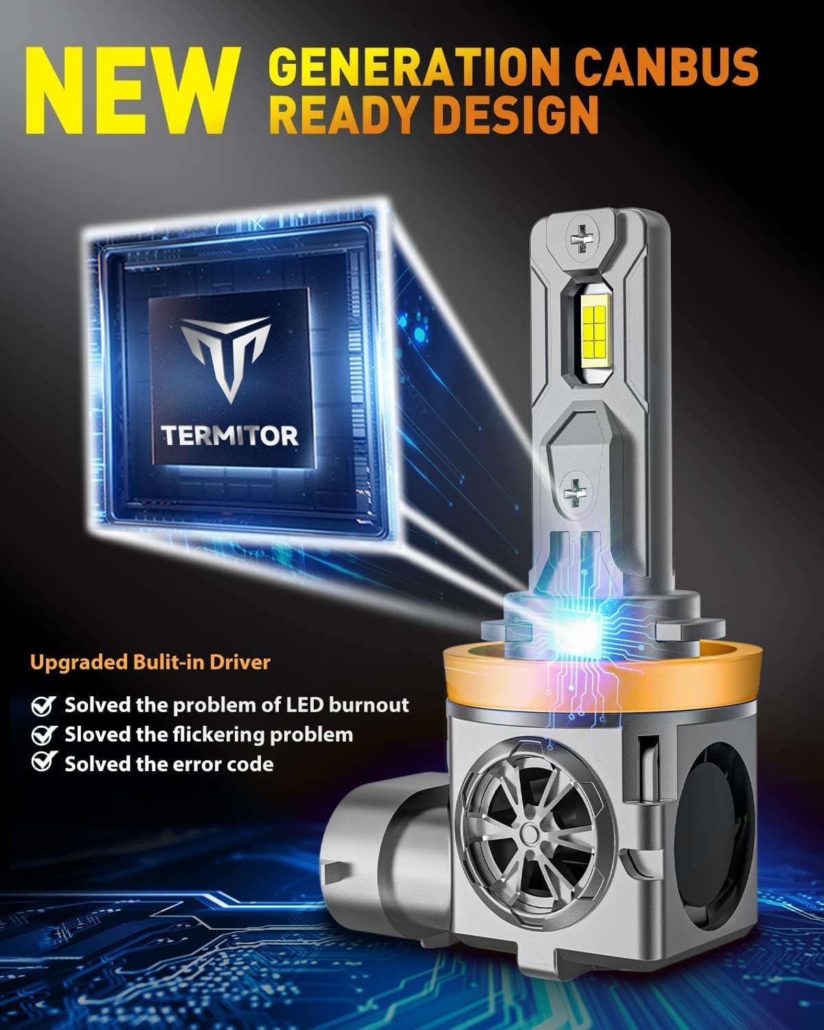 Termitor Combo de bombillas H11 9005 2026, 150,000 lm superbrillant...