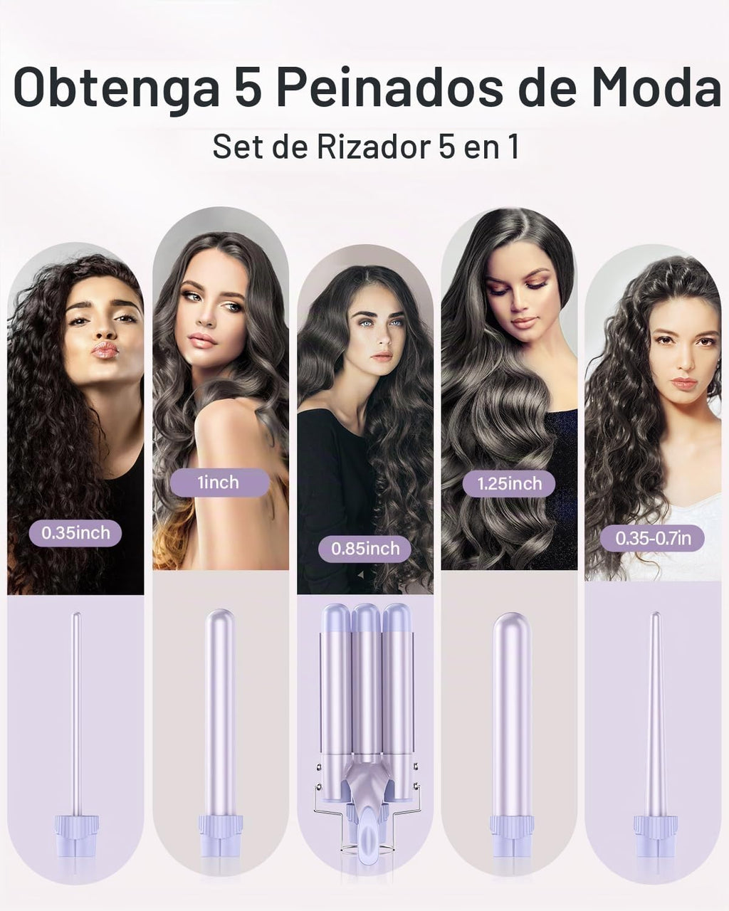 Varita Rizadora Onduladora - Set de Varita Rizadora BESTOPE PRO 5 e...