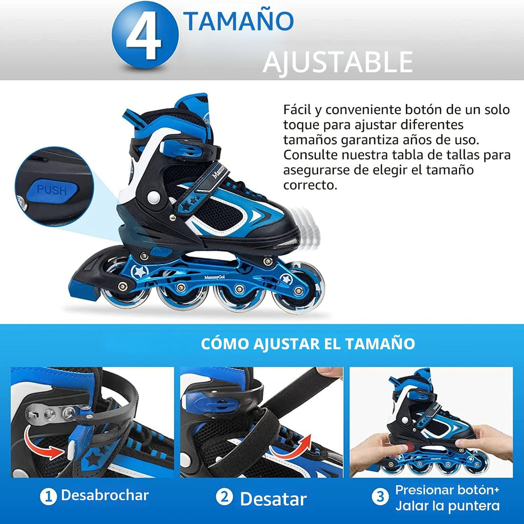 MammyGol Patines en línea ajustables para niños y niñas, patines co...