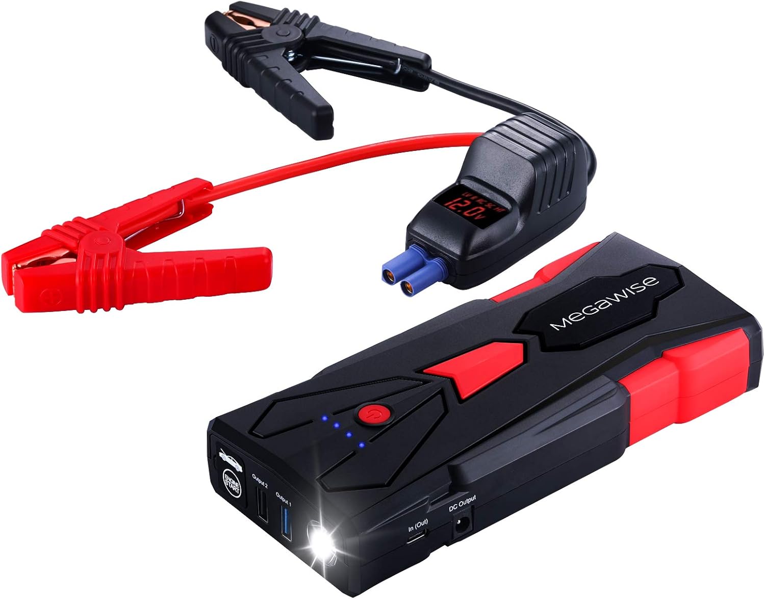 MEGAWISE Arrancador de batería de coche de 1500A pico 16800mAh (has...