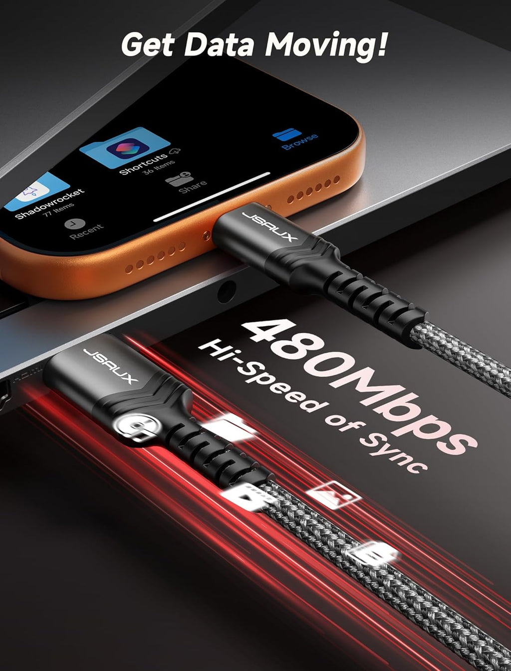 JSAUX Cable USB C [2 unidades de 6.6 pies], cable USB A a USB de ca...