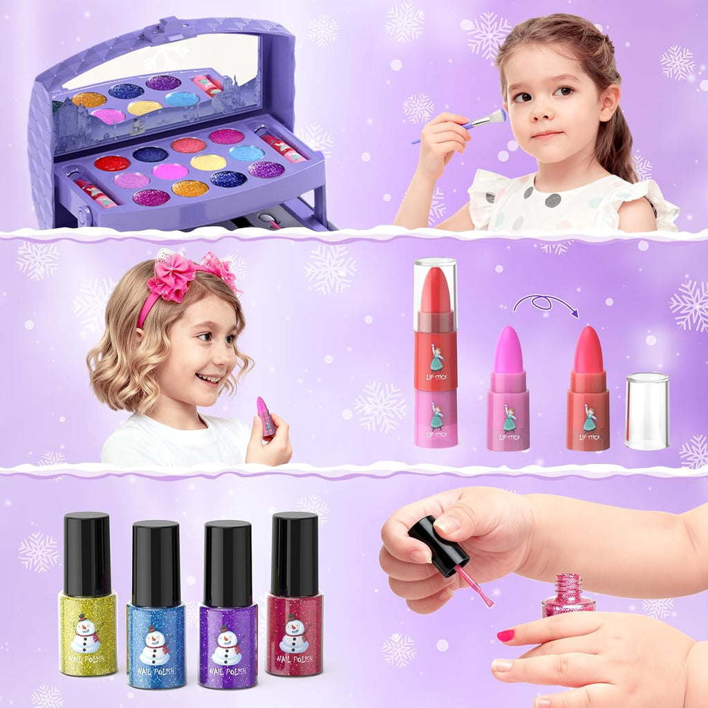 GirlsHome Kit de maquillaje infantil de 57 piezas para niñas, no tó...