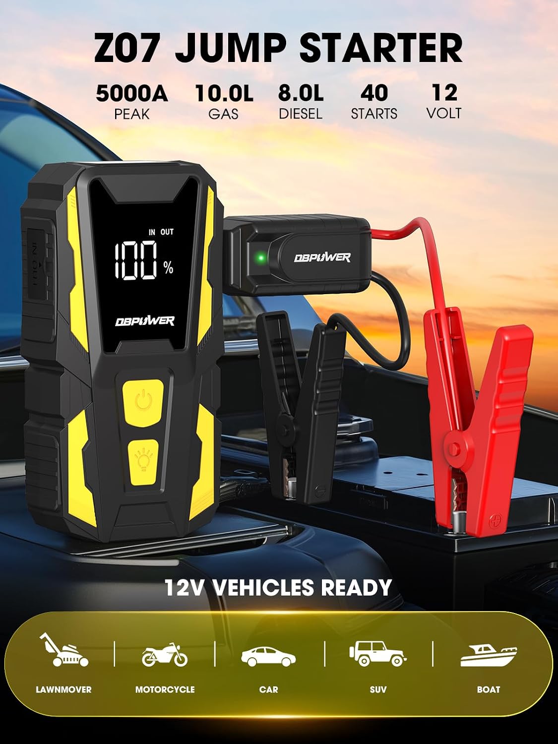 DBPOWER Arrancador de 5000 A, arrancador de batería de coche de 74...