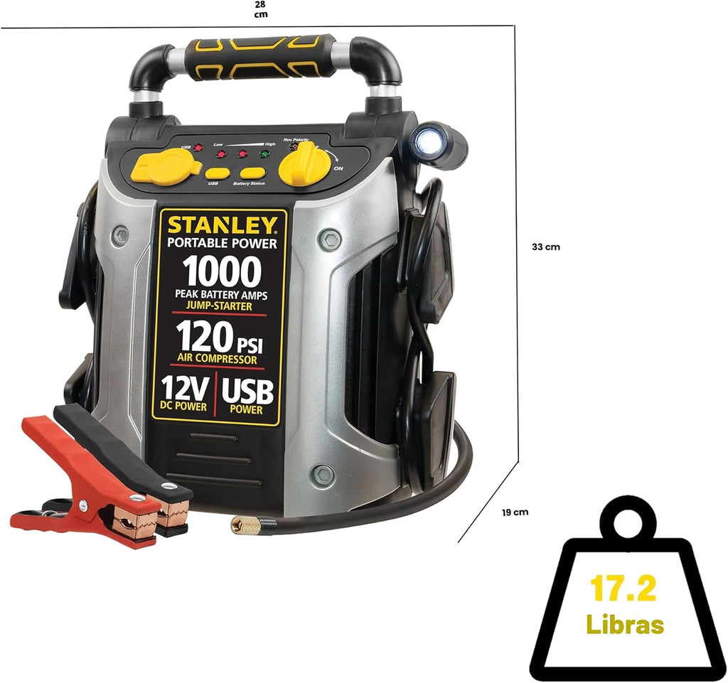 STANLEY Arrancador automotriz de 1000 amperios de pico, potencia po...