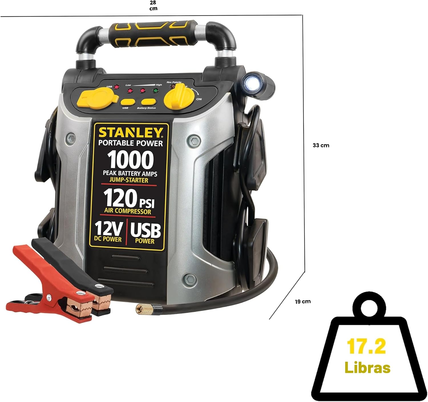 STANLEY Arrancador automotriz de 1000 amperios de pico, potencia po...