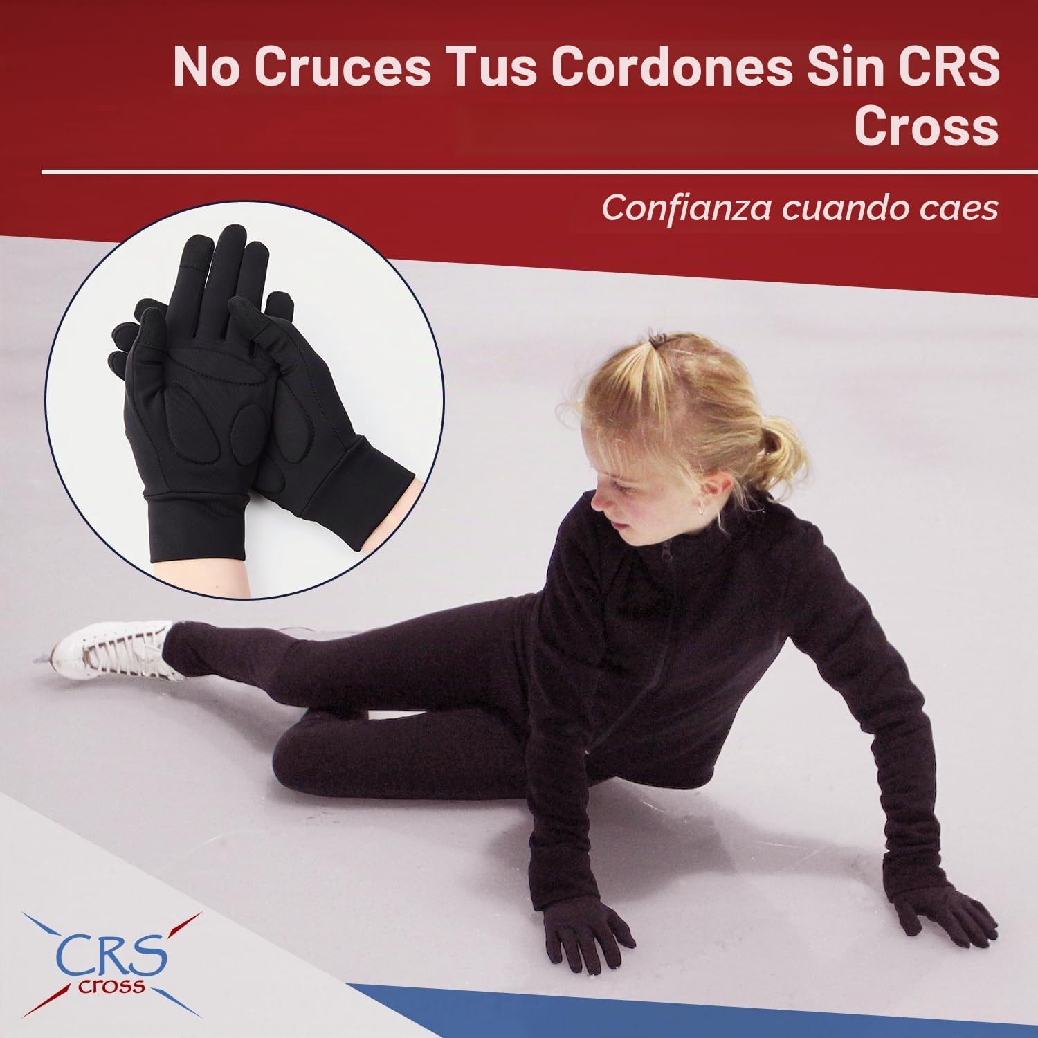CRS Cross Padded Ice Skating Gloves. Warm Padded Protection. Figure...