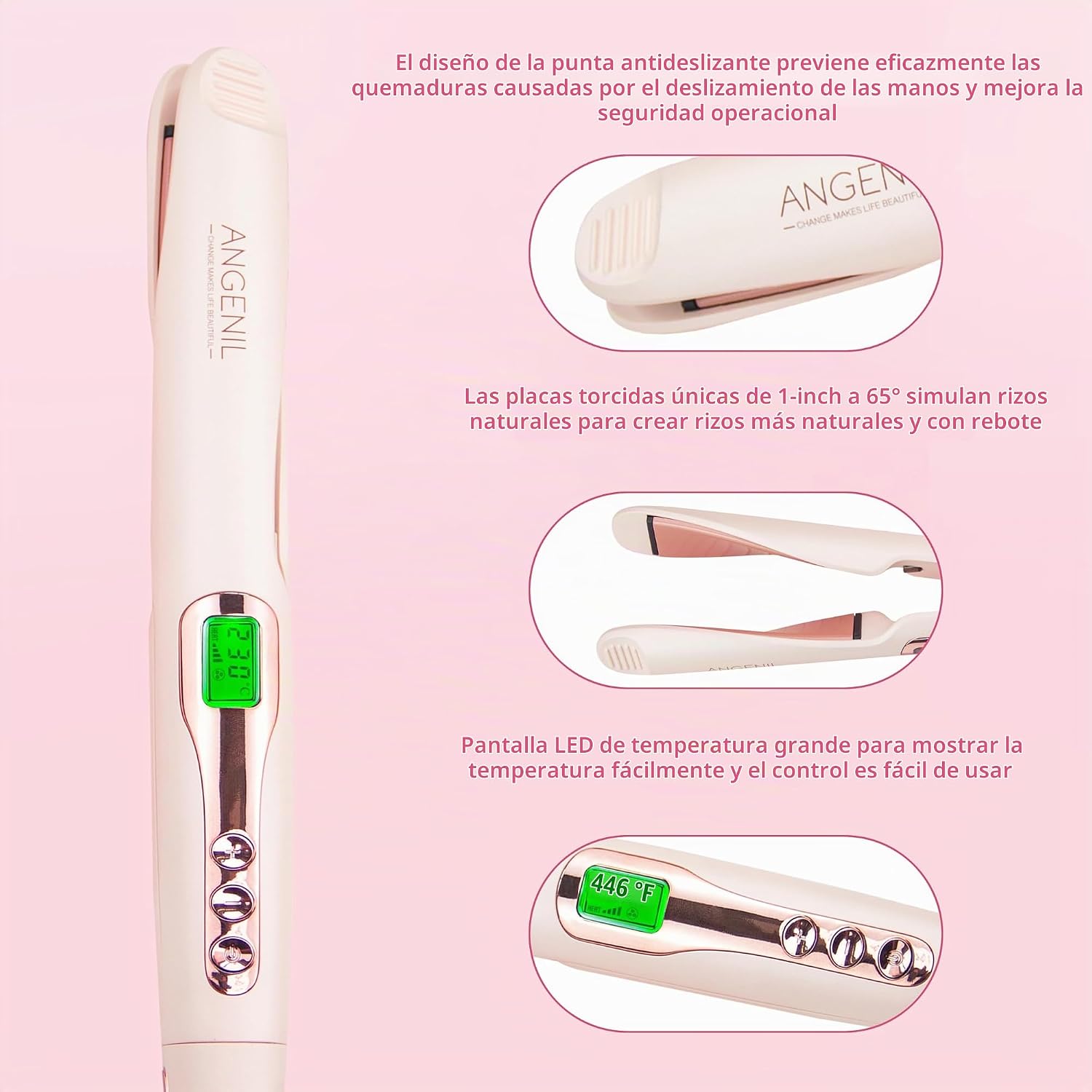 ANGENIL Alisador y rizador de cabello profesional 2 en 1, plancha p...