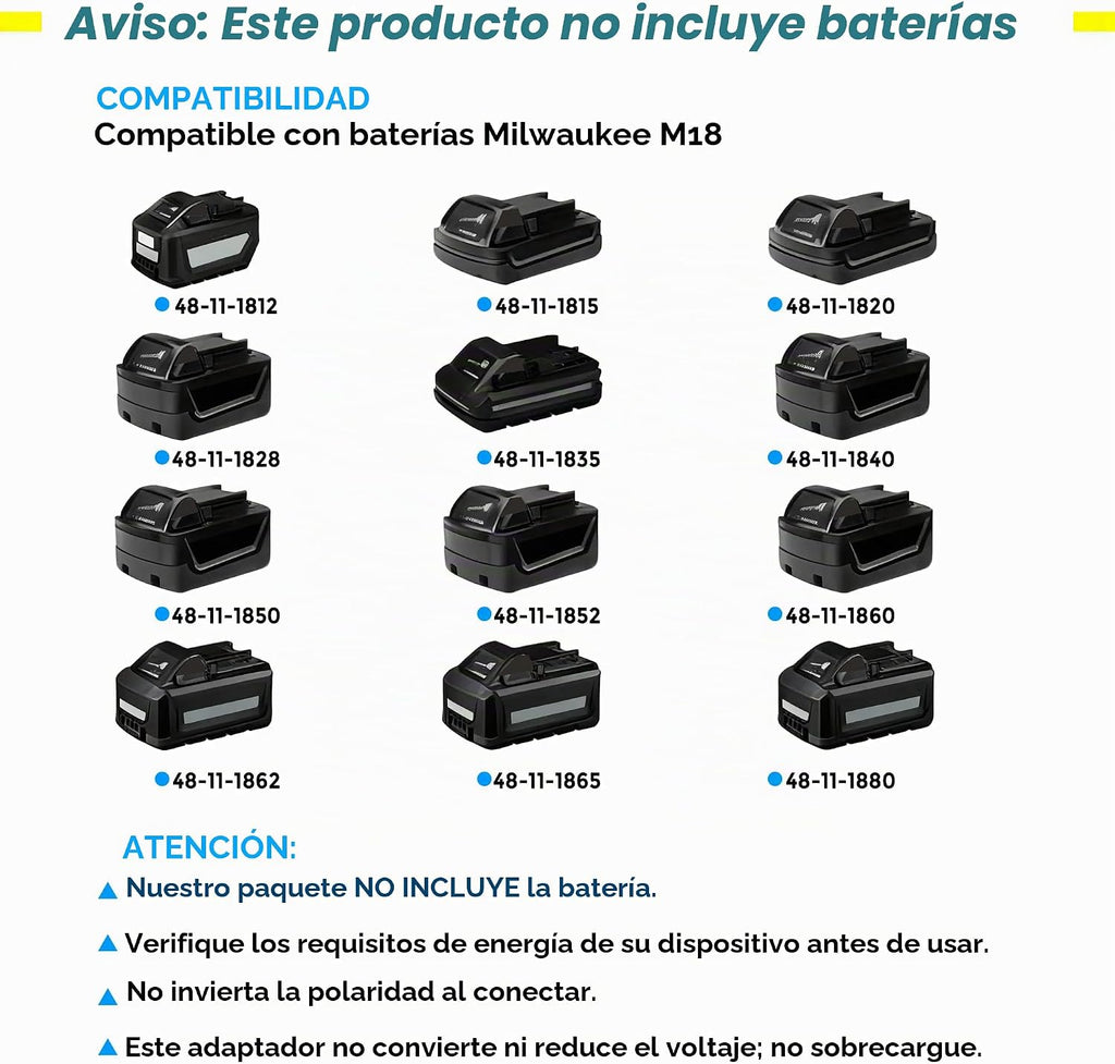 Cables de puente para automóvil compatibles con baterías Milwaukee...