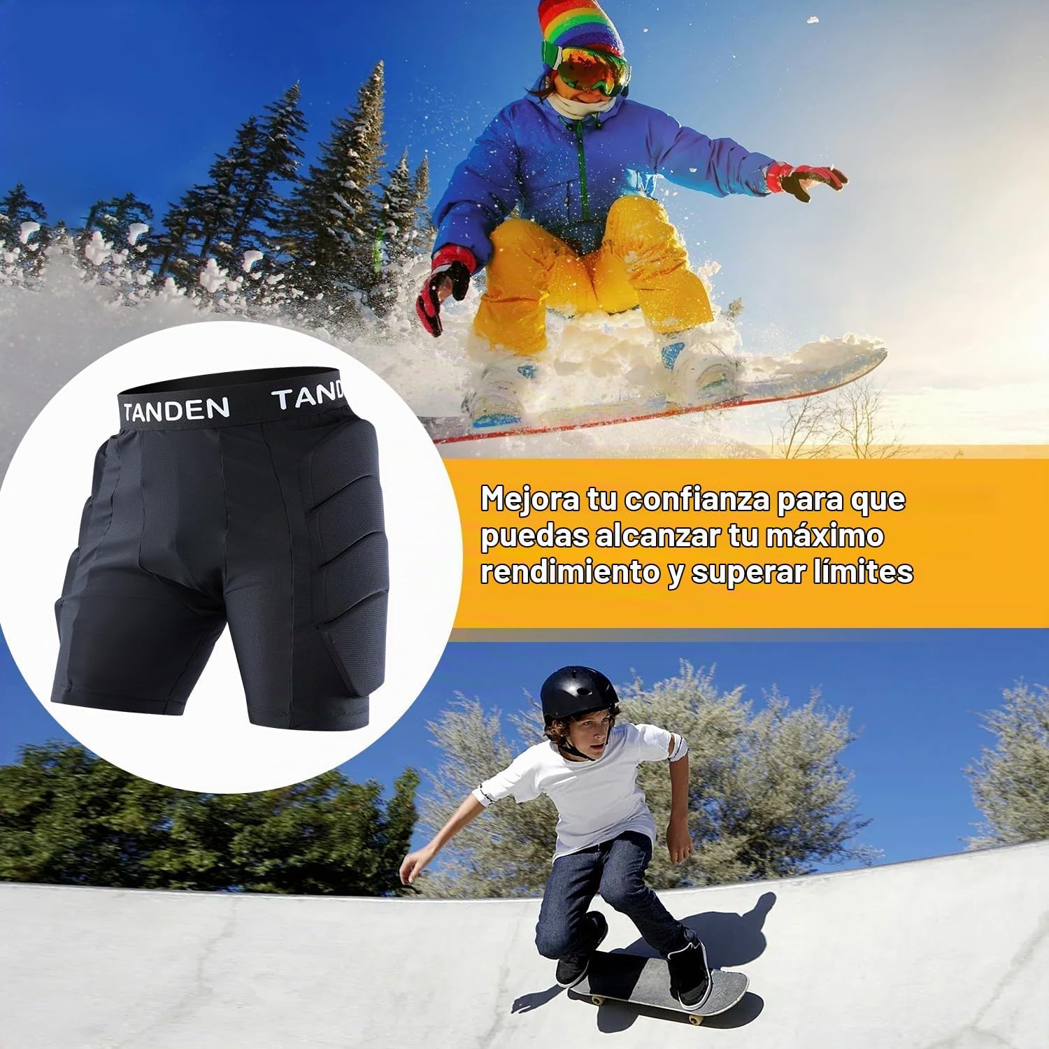 Tanden Pantalones cortos acolchados de impacto de cadera, almohadil...