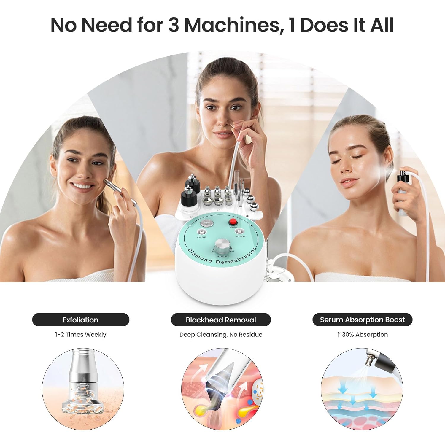 UNOISETION Máquina de microdermoabrasión de diamante, succión profe...
