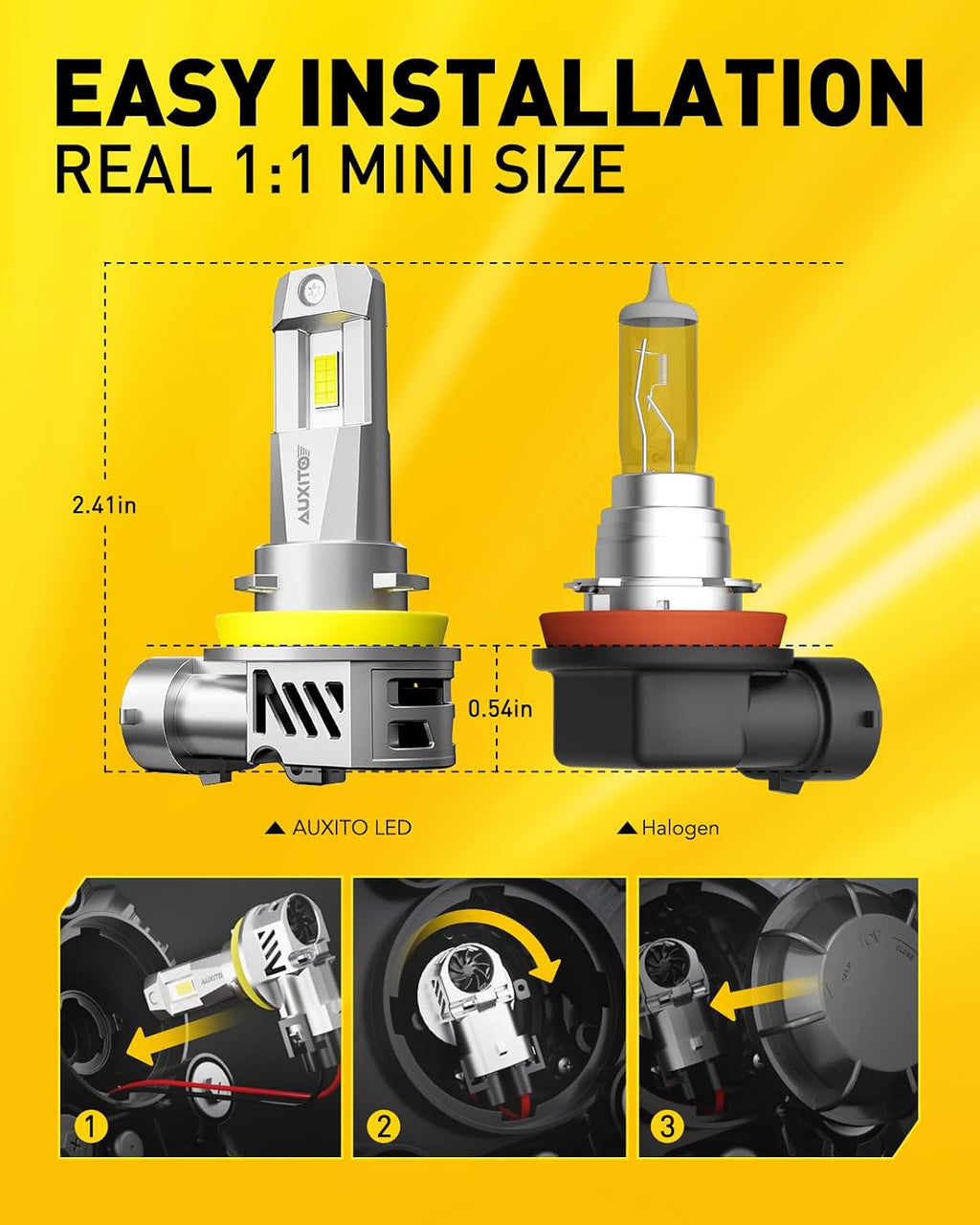 AUXITO Bombillas LED H11, 50,000 lúmenes, 900% superbrillantes, 60,...
