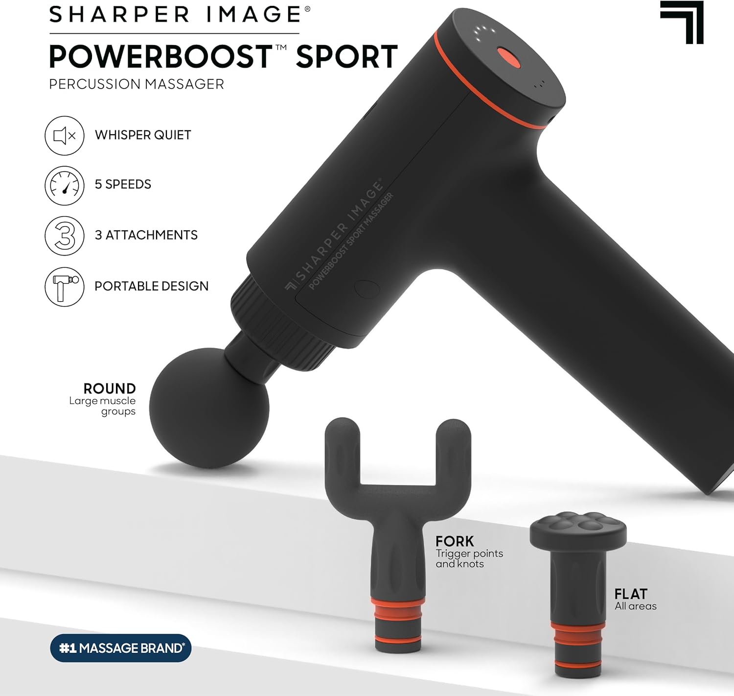 Sharper Image® Powerboost™ - Masajeador deportivo de percusión, dis...