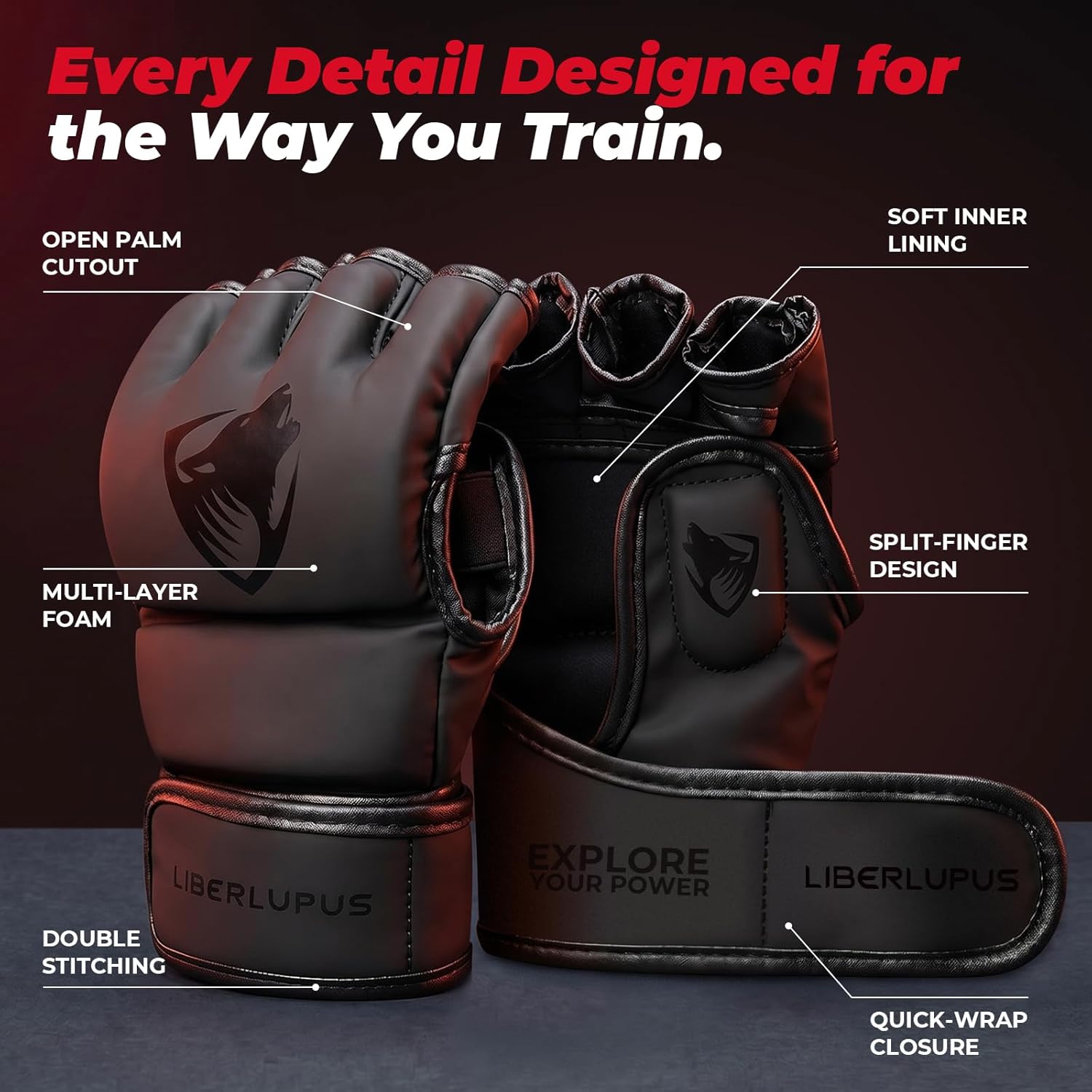 LIBERLUPUS Guantes de entrenamiento de MMA para hombres, guantes de...