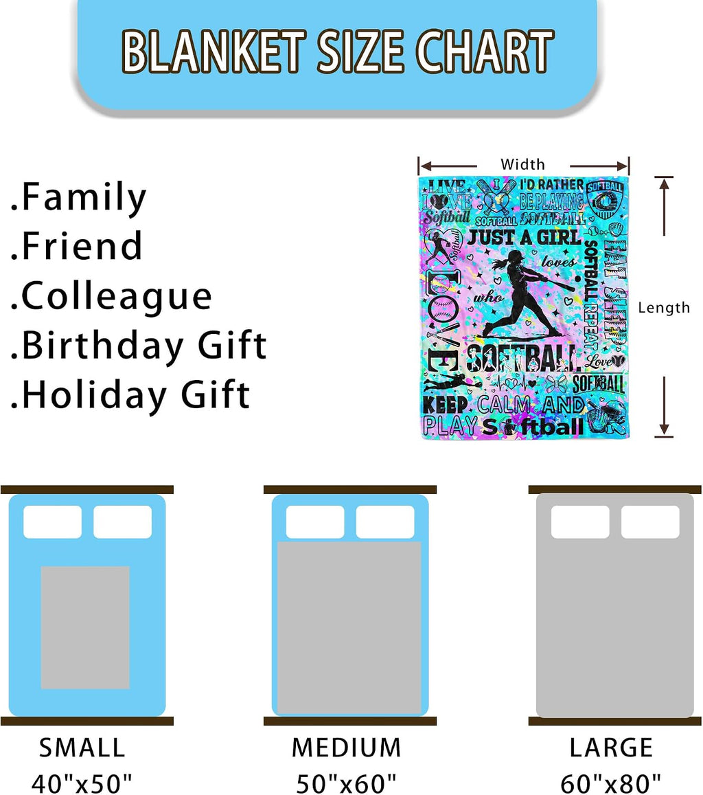 Manta de sóftbol, regalos para niñas y mujeres, manta de franela de...