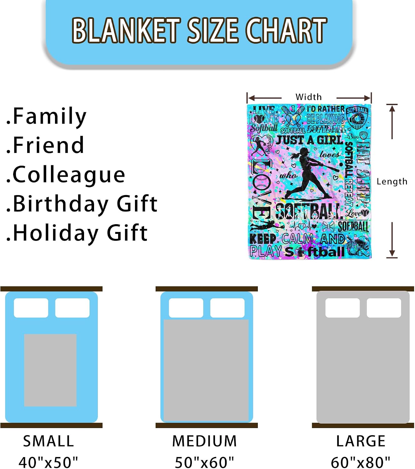Manta de sóftbol, regalos para niñas y mujeres, manta de franela de...