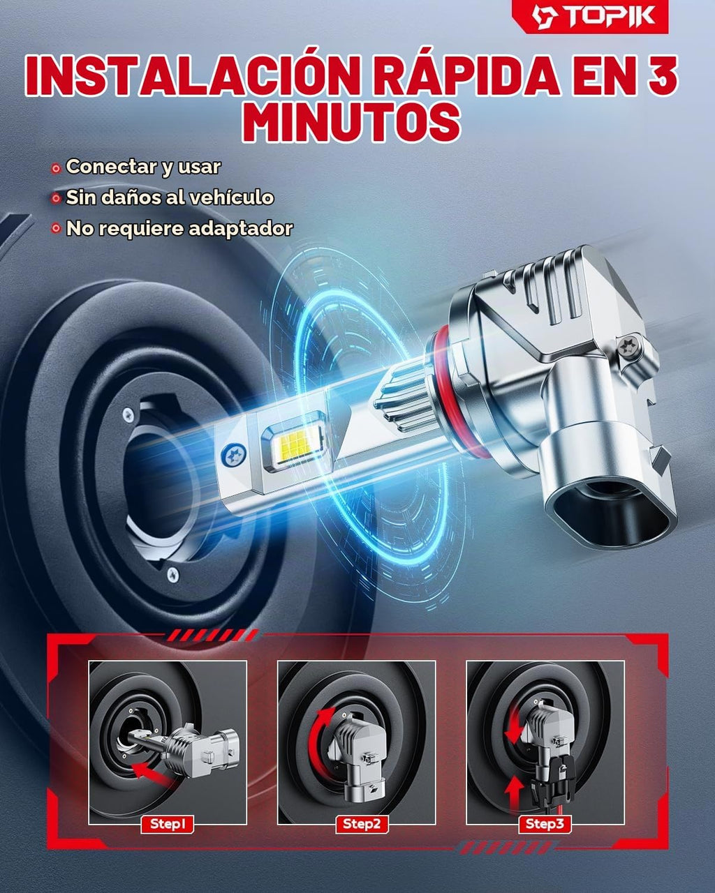 TOPIK Combo de bombillas LED 9005 9006, 76,000 lúmenes, 900% más br...