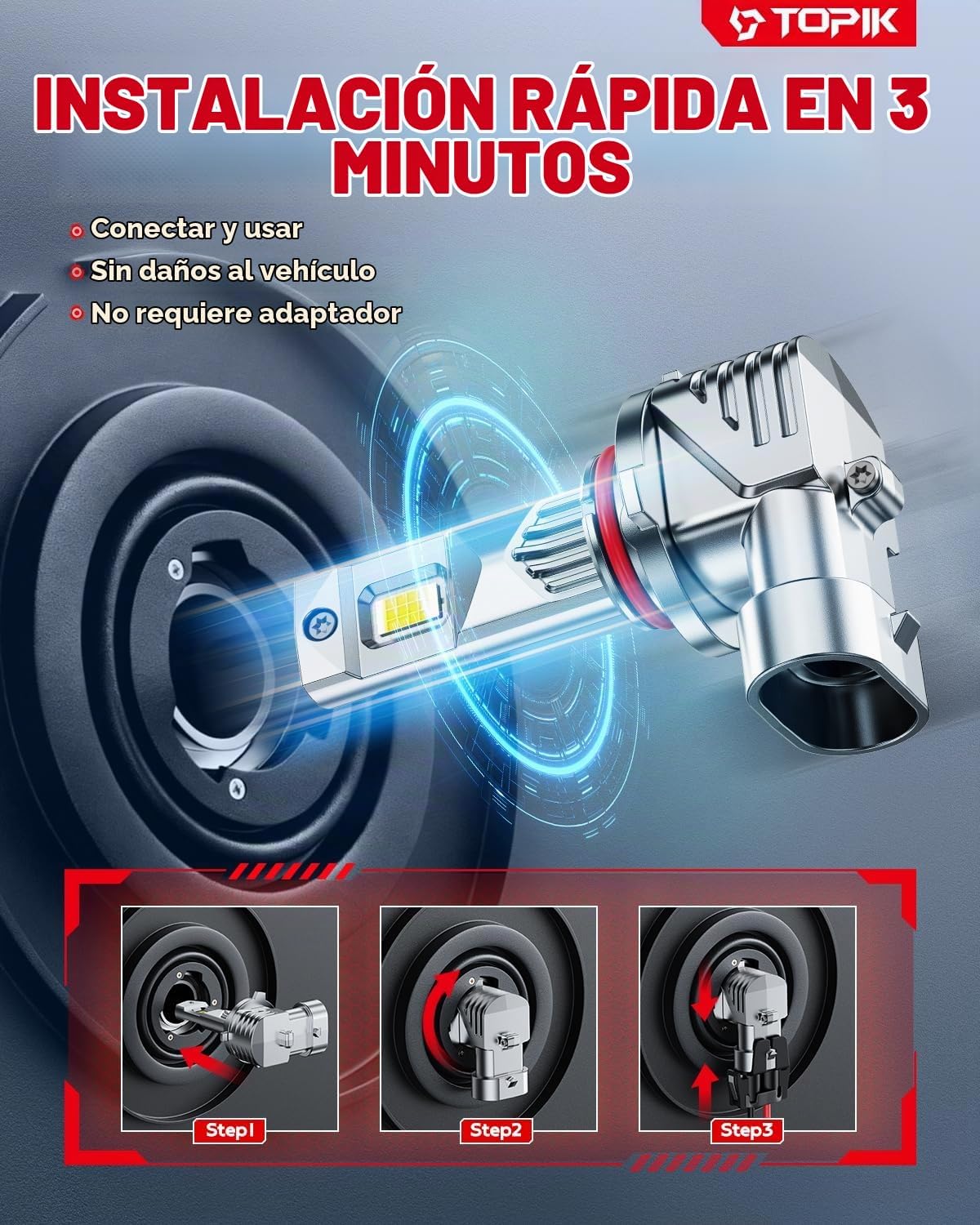 TOPIK Combo de bombillas LED 9005 9006, 76,000 lúmenes, 900% más br...