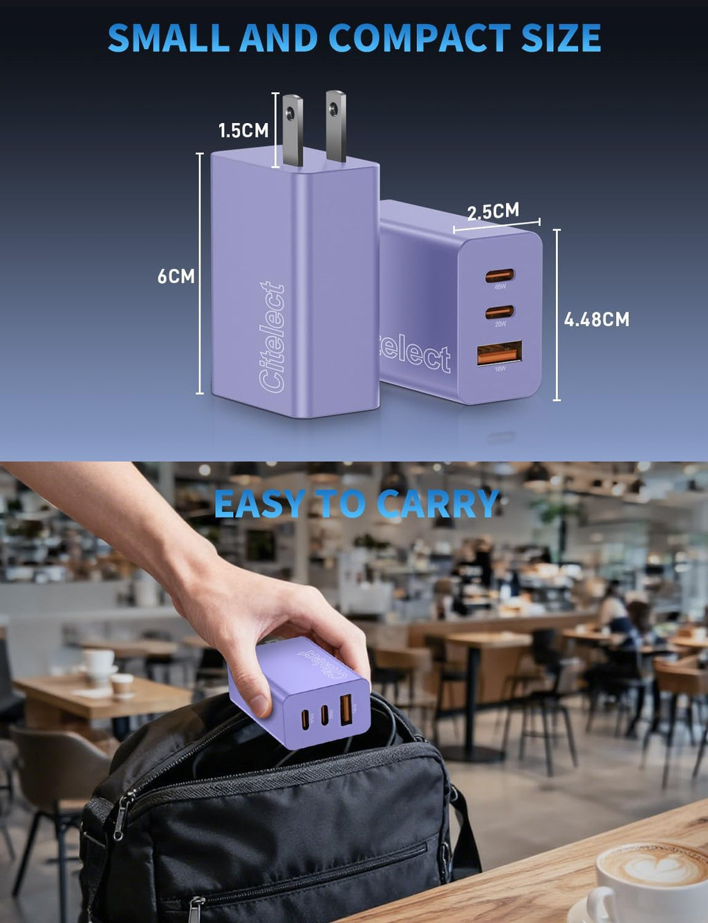 Paquete de 2 bloques de cargador USB C de 65 W, adaptador de carga...