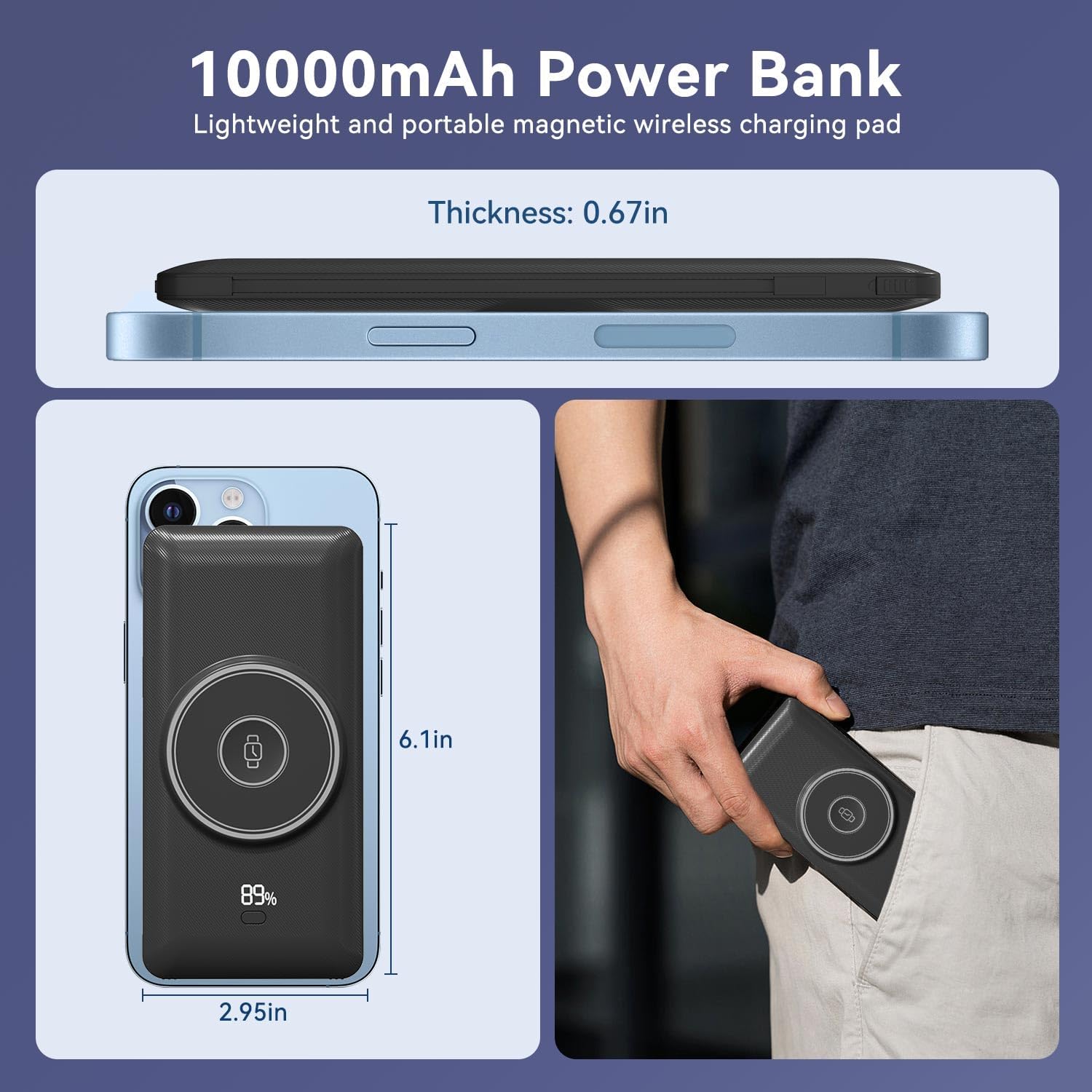 Cargador portátil magnético de 10000mAh para iWatch y iPhone, banco...