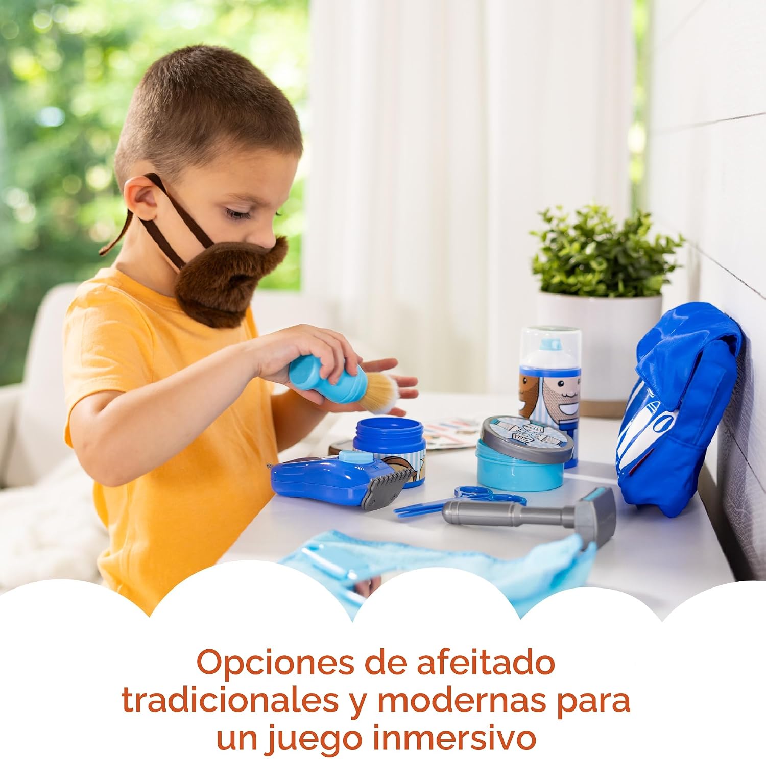 Melissa &amp; Doug Juego de simulación de barbería para niños (16 p...