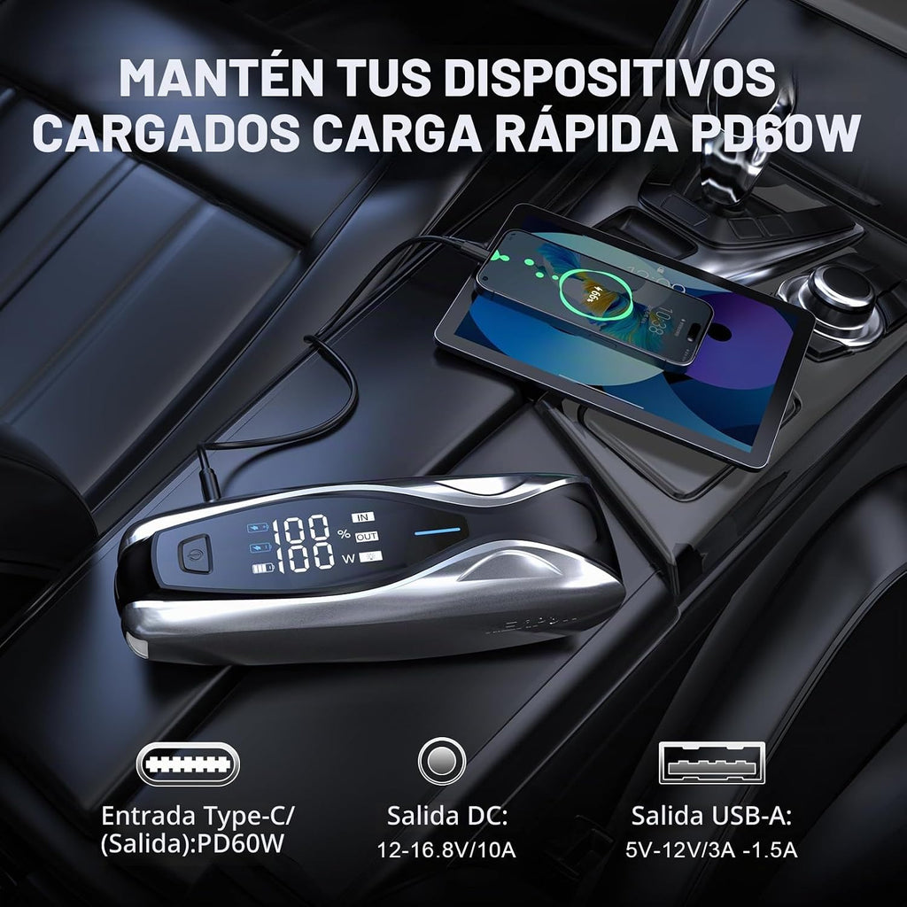 NEXPOW Arrancador de coche X7 3000A, batería portátil de 12 V con c...