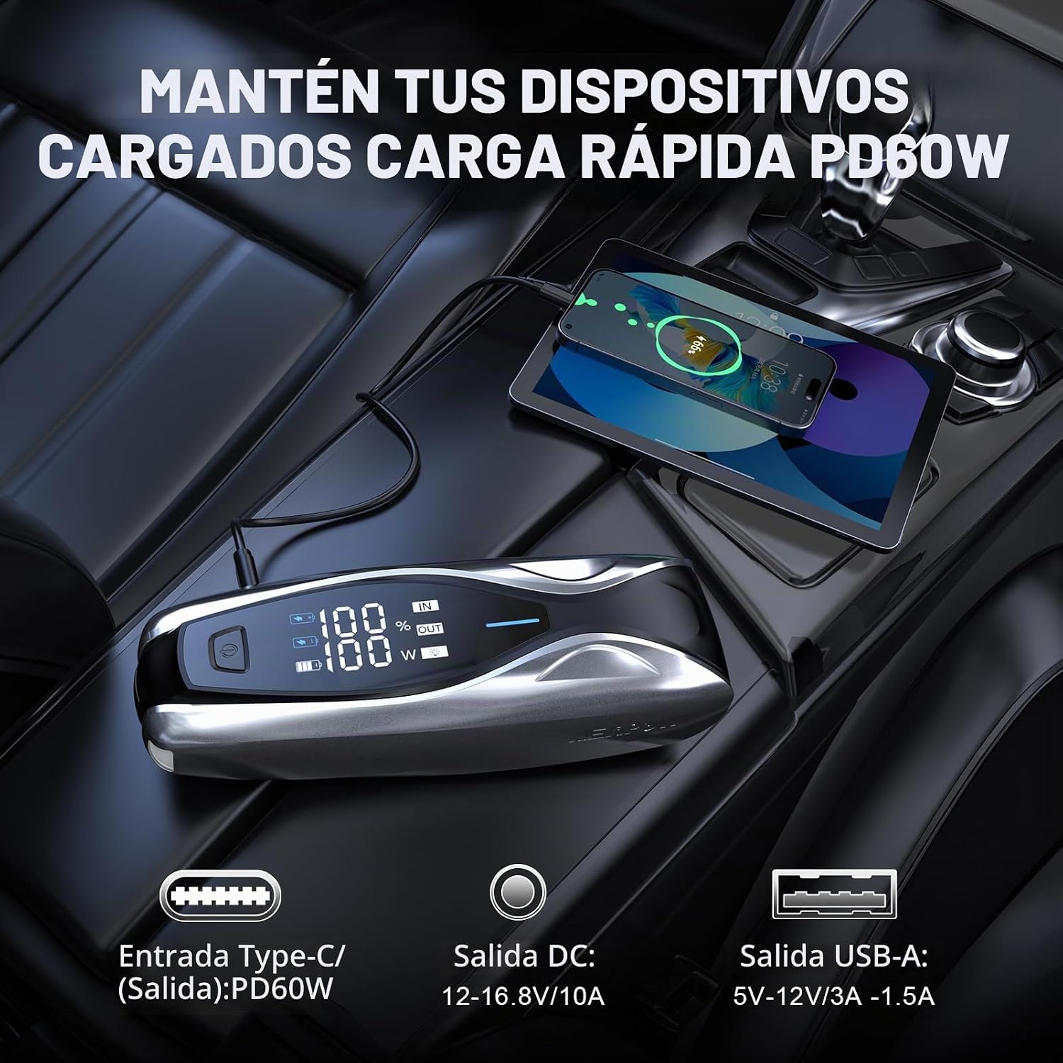 NEXPOW Arrancador de coche X7 3000A, batería portátil de 12 V con c...