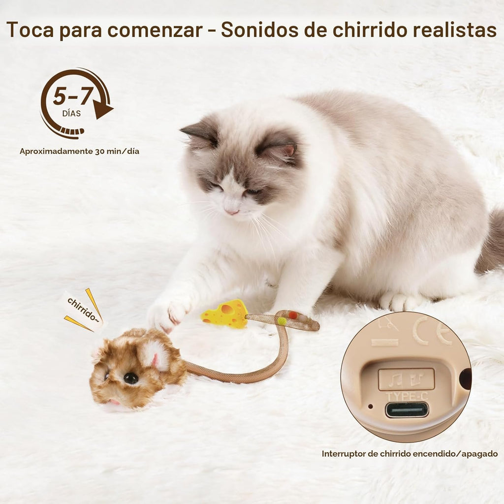 Migipaws MigiMouse - Juguete interactivo para gatos de 360° con col...