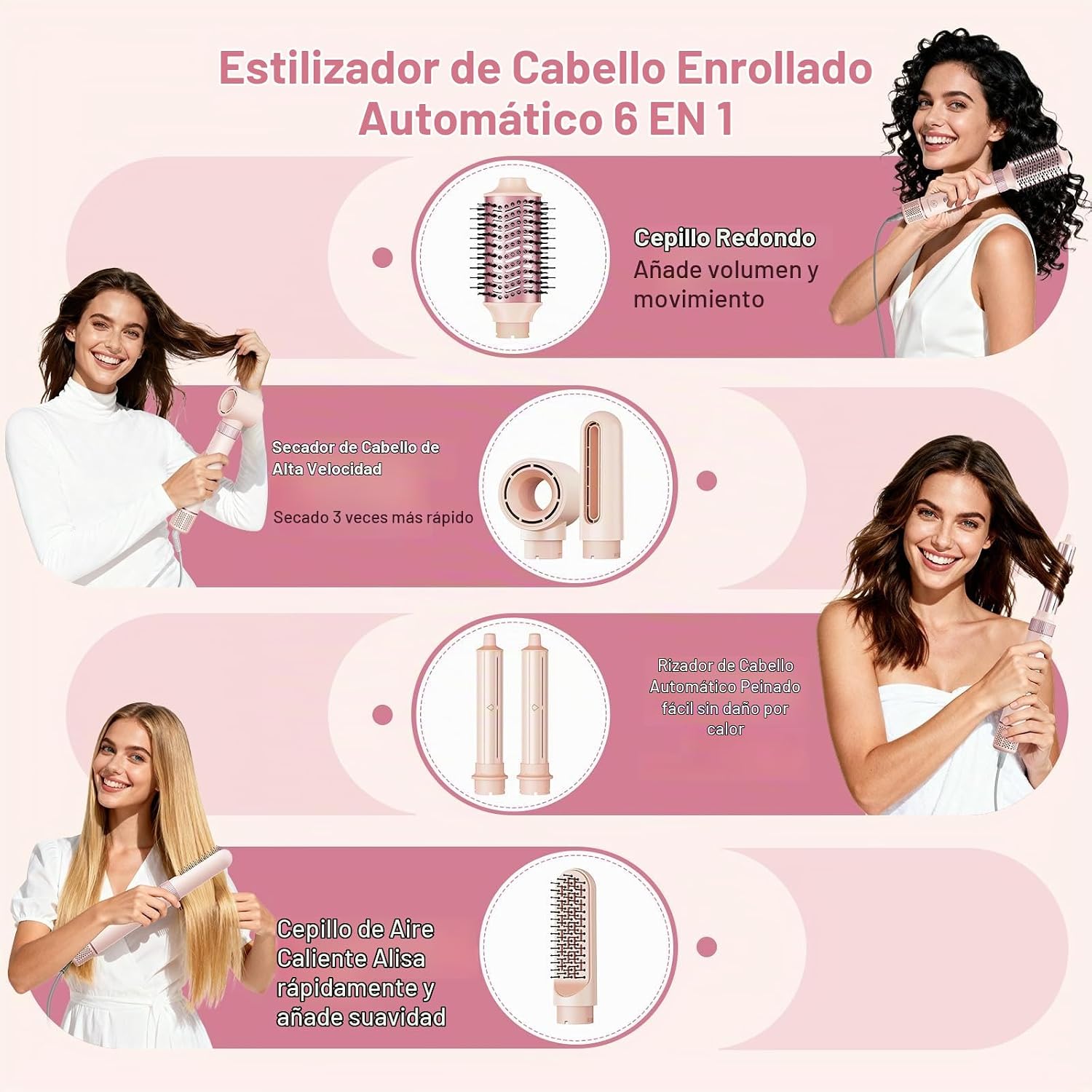 SweetCradle Estilizador de cabello 6 en 1, juego de cepillos secado...
