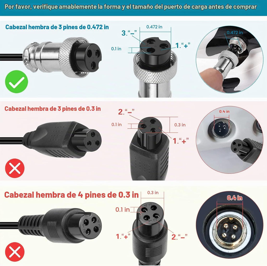 Cargador de 44 voltios y 1.8 amperios para 36 V Boreem Jia, Minimot...