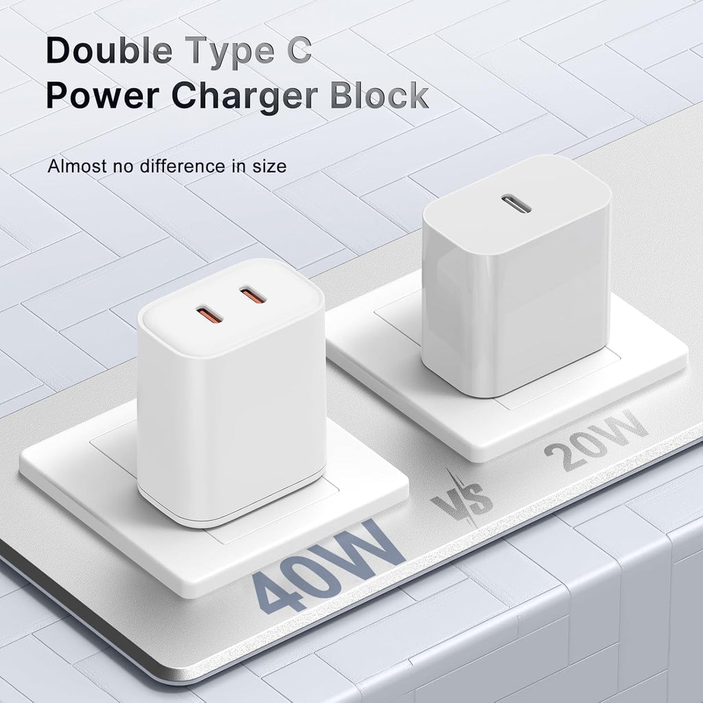 Cargador USB C dual total de 40 W, 2 puertos de 20 W, adaptador de...