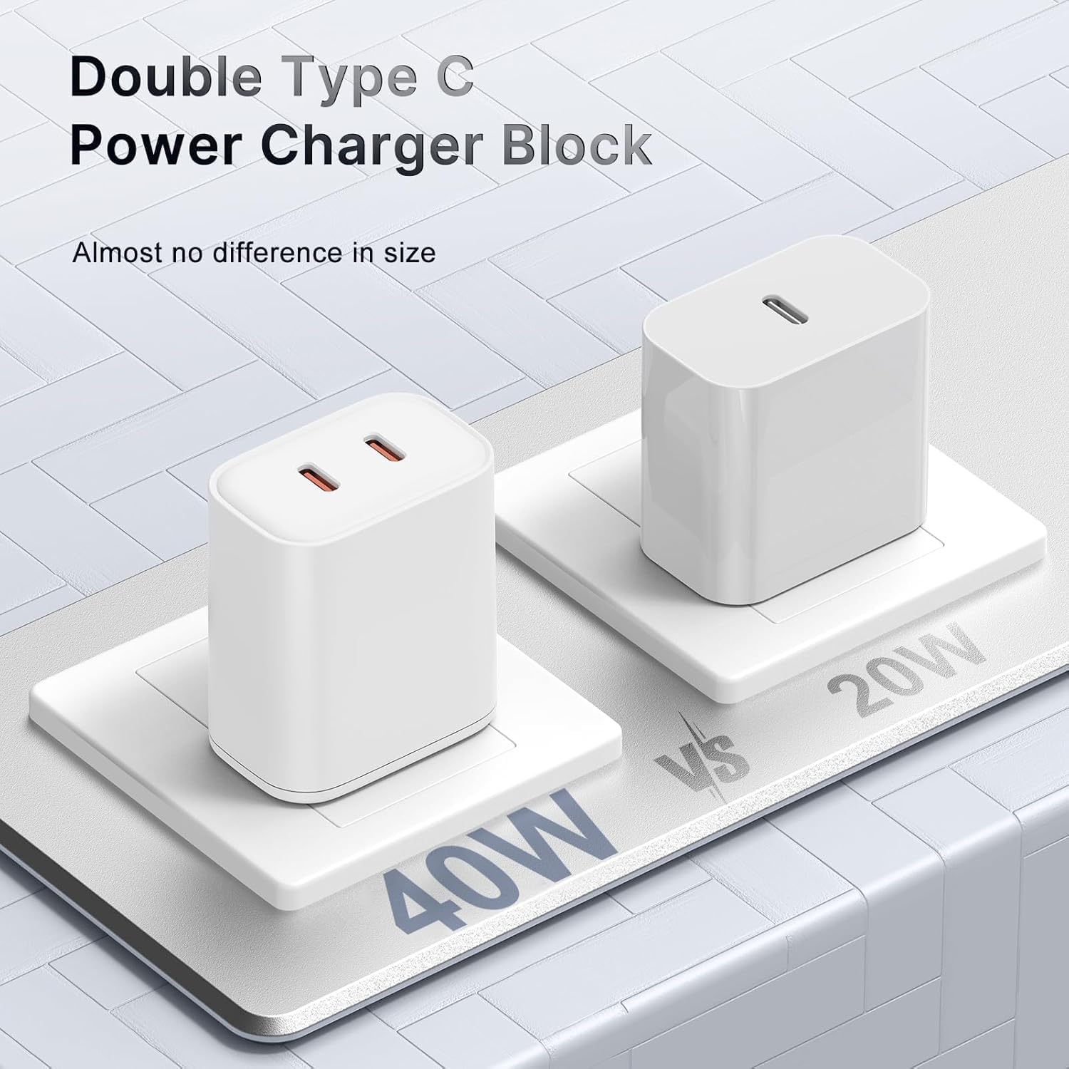 Cargador USB C dual total de 40 W, 2 puertos de 20 W, adaptador de...