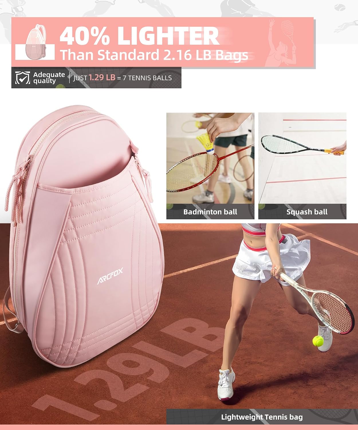 ARCFOX Mochila para raqueta de tenis 2 en 1 de gran capacidad para...