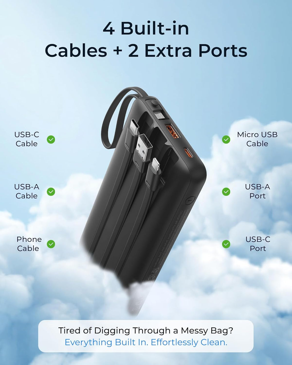 VRURC Cargador portátil delgado de 20000 mAh, 22.5 W PD de carga rá...