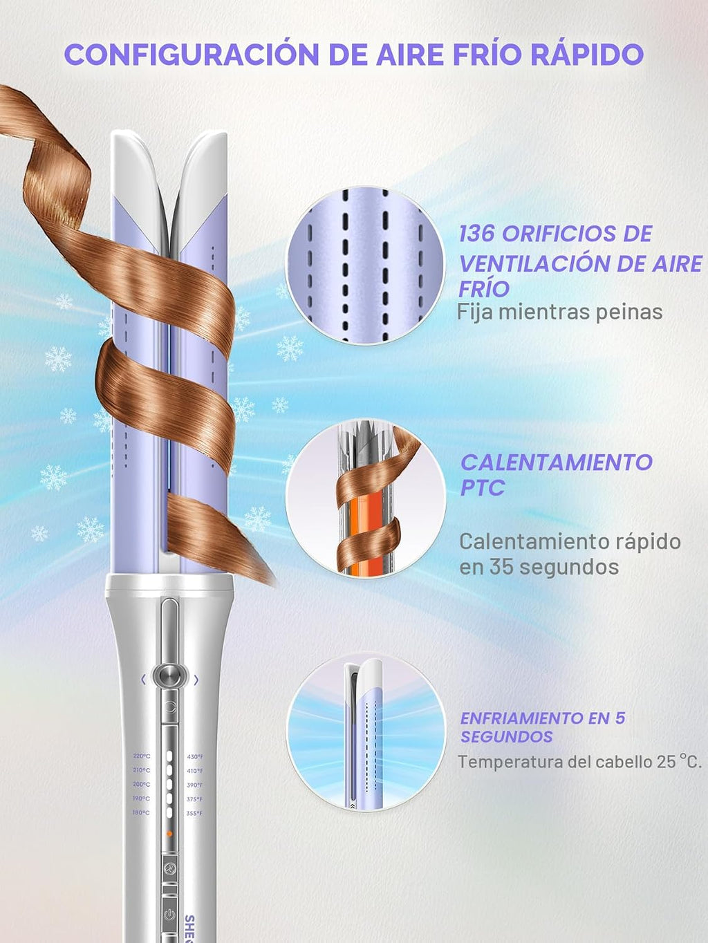 SHEGLAM One Touch Airflow Styler Pro 1.25 pulgadas con rotación aut...