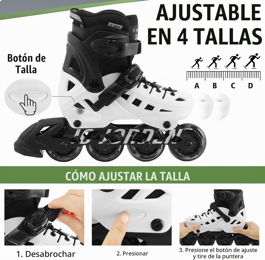 Patines en línea para niños y niñas, 4 tamaños ajustables con rueda...