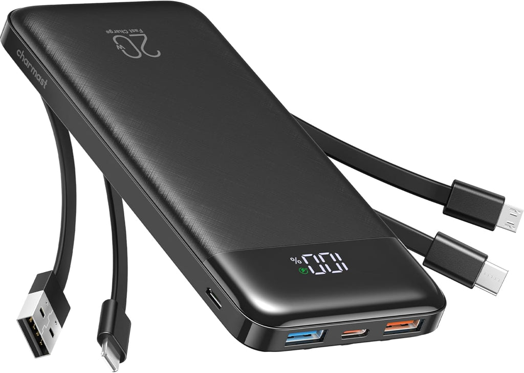 Charmast - Cargador portátil de 20000 mAh con cables incorporados,...