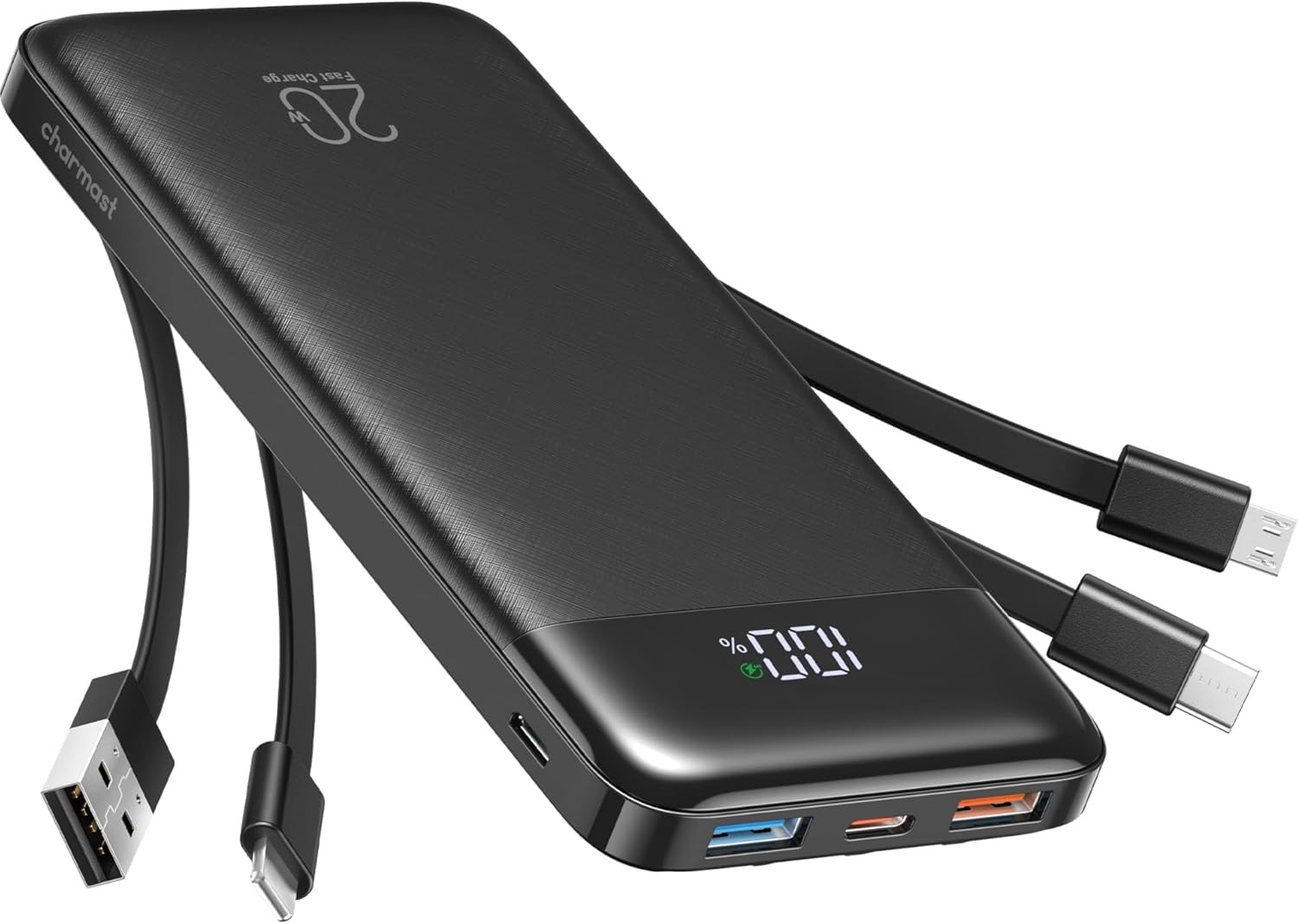 Charmast - Cargador portátil de 20000 mAh con cables incorporados,...